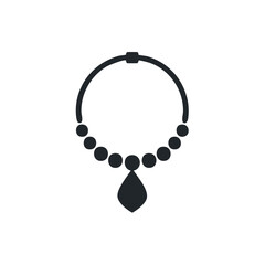 Poster - Elegant Necklace: Spherical Beads and Teardrop Pendant Jewelry for Fashion and Style, Minimalist Vector Icon