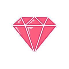 Poster - Bright Pink Diamond Gemstone Illustration Sparkling Jewel Icon