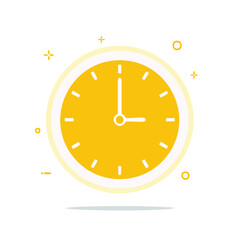 Poster - Simple Yellow Clock Illustration with White Hands and Minute Markers on White