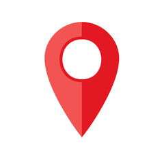 Poster - Red Location Pointer Flat Design, Spot Marker For Maps, Geolocation Tag, Place Indicator, Navigation Symbol