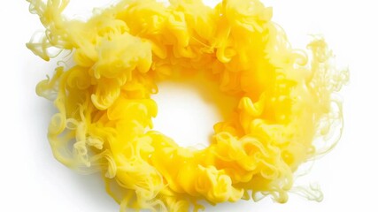 Aufkleber - A yellow smoke ring is in the center of a white background. The smoke is yellow and it looks like it's coming from a fire