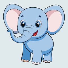 Poster - Cheerful Cartoon Elephant Character Design with Bright Colors A Playful and Friendly Illustration Featuring a Smiling Elephant in a Whimsical Style Perfect for Children s