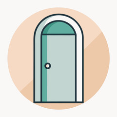 Poster - Flat Geometric Door Icon with Soft Neutral Colors A Simple and Modern Design for User Interface Elements and Architectural Representations with a Clean and Minimalist