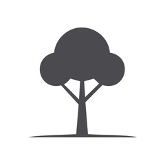 Poster - Monochrome tree illustration, simple organic shape with minimal details, natural element for forest or garden decor