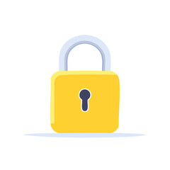 Poster - Illustration of a Secure Yellow Padlock with Keyhole Indicating Data Safety and Access Control
