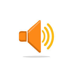 Poster - Bright Orange Speaker Icon Emitting Sound Waves for Media, Volume, or Notification Usage