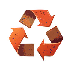 Poster - Distressed Recycle Symbol Illustration with Textured Orange Arrows