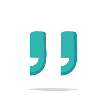 Turquoise quotation marks isolated for graphic elements and text highlights