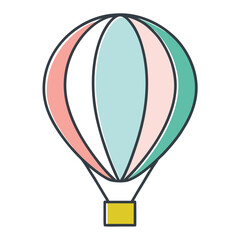 Poster - Minimalist Hot Air Balloon Icon with Pastel Color Palette Featuring a Flat Design Style Suitable for Travel Adventure or Celebration Themed Projects and Graphic Design