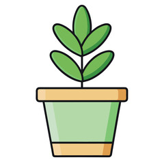 Poster - Flat Design Plant Pot Icon with Leafy Sprout in Simple Style A Versatile Graphic for Nature Gardening and Eco Friendly Themes in Black Red Green