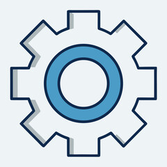 Poster - Single Flat Design Geometric Cogwheel Settings Gear Icon in CMYK and Grayscale Color Modes This design file contains single high resolution icon depicting flat geometrically