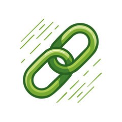 Poster - Green Chain Links Fast Moving, Speed Concept with Motion Trails, Secure Connection