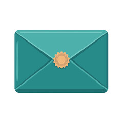 Poster - Elegant turquoise envelope sealed with a decorative wax stamp, suggesting correspondence or important documents.