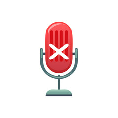 Poster - Muted Microphone Icon in Red Color with a Stand for Online Communication