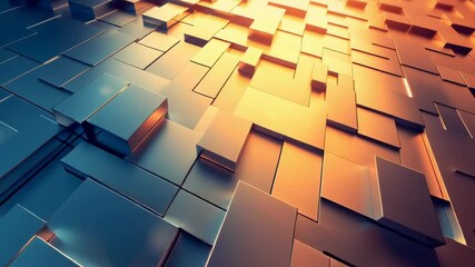 Aufkleber - A close up of a wall made of blocks with a yellowish tint. The blocks are arranged in a way that creates a sense of depth and texture. The image conveys a feeling of modernity and sophistication