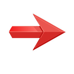 Poster - Shiny red 3D arrow indicates direction forward right for design projects