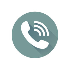 Poster - Telephone receiver icon in a circular frame representing incoming call with signal waves