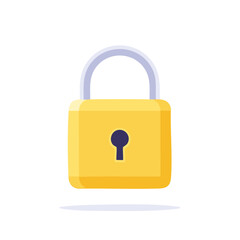 Poster - Yellow Padlock Security Icon Simple Flat Vector Illustration Lock Symbol Safety Privacy Protection Concept