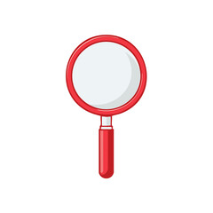 Poster - Bright Red Magnifying Glass Illustration, Search Tool Icon, Detective Loupe Design, Exploration