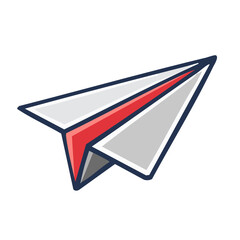 Poster - Paper plane vector icon in trendy bold line style. Red and grey origami airplane symbol for message travel.