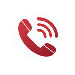 Poster - Red Phone Symbol with Communication Waves in a White Circle