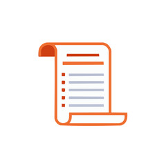 Poster - Orange Flat Design To Do List Document with Lines and Bullet Points on a White Background