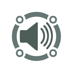 Aufkleber - Audio Speaker Icon with Sound Waves and Circular Design Element, Volume Control, and Communication Technology Concept