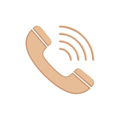 Poster - Beige Telephone Handset Receiver with Signaling Waves Communication Icon