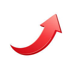 Poster - Curved Red Arrow Pointing Upwards Depicting Positive Growth and Direction