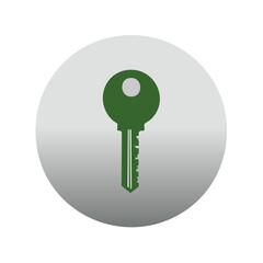 Poster - Green Key on Gray Gradient Circle Graphic: Security, Access and Protection Concept