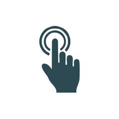 Poster - Finger touching a circle on a touchscreen, hand gesture interacts with user interface, pointer indicates touch motion