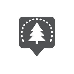 Poster - Winter Holiday Celebration with a Simple Christmas Tree Icon within a Rounded Speech Bubble Shape