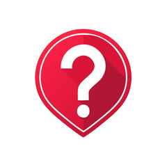 Poster - Question Mark Symbol in Round Red Location Pin Shape Icon for Asking Answers