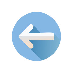 Aufkleber - Pastel Blue Circle Icon Featuring a White Arrow Pointing Left with Drop Shadow