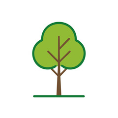 Aufkleber - Simple Flat Vector Tree Icon on White Background for Environmental or Nature Designs