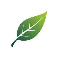 Aufkleber - Single green leaf illustration on white backdrop symbolizing nature and environment
