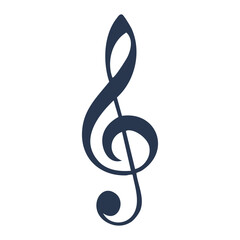 Poster - Elegant Dark Blue Treble Clef Musical Symbol Music Note Decoration