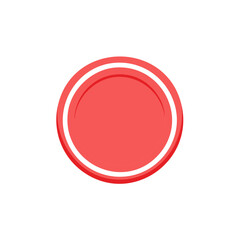 Poster - Red Circle Button with White Border, Round Geometric Shape Icon Graphic