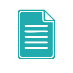 Poster - Document icon, blue file with curled corner, line text and rounded edges in simple graphic style