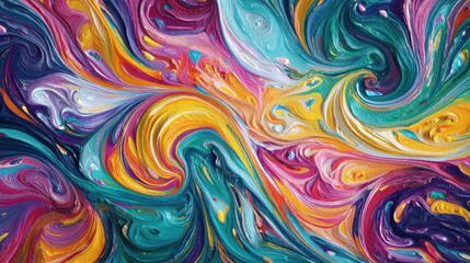 Poster - Vibrant abstract swirling patterns in bright colors creating an eye-catching visual display reminiscent of psychedelic art