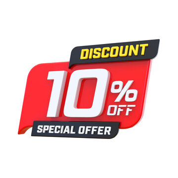 3d illustration 10 discount tag icon for marketing campaign creative user interface web design symbol
