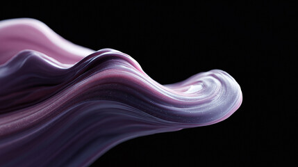 Poster - Abstract flowing form in purple and pink with subtle glitter details on a black backdrop. Modern design element, ideal for backgrounds and creative projects.