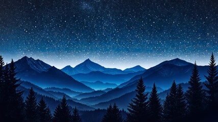 Wall Mural - Mountain Night Sky with Stars