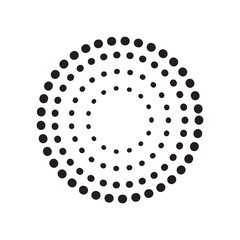 Poster - Dotted circles pattern. Abstract half tone graphic. Circular textured round spiral frame. 