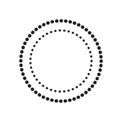 Poster - Dotted circles pattern. Abstract half tone graphic. Circular textured round spiral frame. 