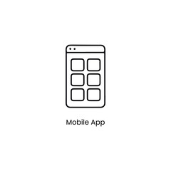 Aufkleber - Simple outline icon of a mobile phone screen with app icons