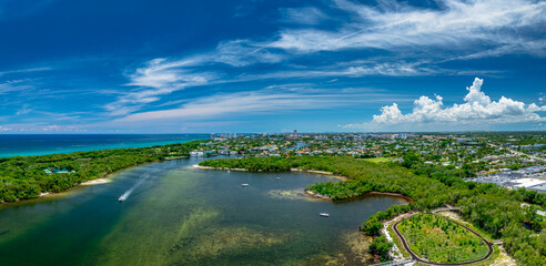 Wall Mural - panoramic drone view of Lake Wyman, Boca Raton, Florida