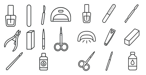 Leinwandbilder - Collection of nail care tools and products. The image is a collection of various items such as scissors, nail clippers, nail files, and nail polish