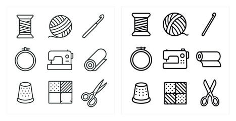 Leinwandbilder - Set of sewing tools and supplies. The image is a collection of various sewing tools and supplies, including scissors, needles, and thread. Scene is that of a sewing kit or a sewing studio