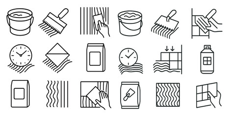 Leinwandbilder - Series of images depicting various tasks related to home improvement, including painting, tiling, and cleaning